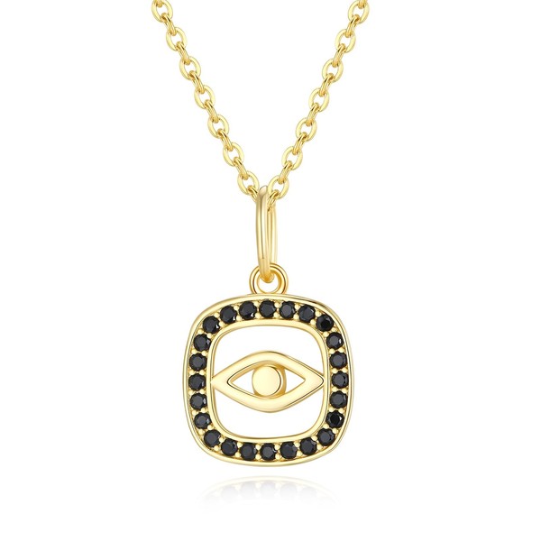 GAVU Gold-Plated Sterling Silver 925 Women's Necklace with Black Zirconia