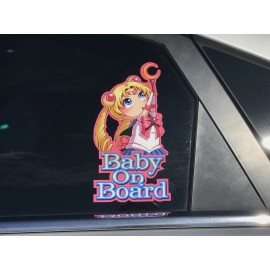 Avery Hi-Performance Baby Sailor Moon Sticker Baby On Board Bumpersticker Sticker Decal Girl Decal