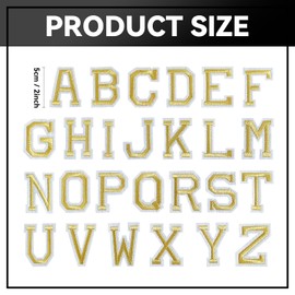 GYGYL - 104 parches para planchar con letras, parches bordados de letras A-Z para ropa, vestido, sombrero, calcetines, jeans, accesorios de bricolaje, 2 pulgadas, dorado