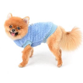 SMALLLEE_LUCKY_STORE Pet Sherpa Fleece Pullover Vest Turtleneck Sweater with D-Ring Soft Sweatshirt for Small Dogs Cats Puppy Yorkie Chihuahua Warm Autumn Winter Clothes, Blue, M