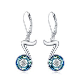 YueYuan Music Earrings 925 Sterling Silver Music Stud Earrings Note Earrings Crystal Earrings Jewellery for Women, Sterling Silver, No Gemstone