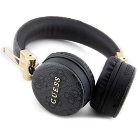 CG MOBILE Guess Wireless 4G PU Leather Headphones with Metal Logo Black