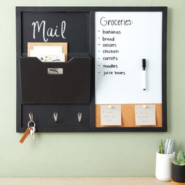 Juvale White Board Message Command Center & Wall Organizer - 21.9 x 18.2 x 0.6 in, White - Dry Erase Calendar for Wall with Chalkboard & Cork Surface