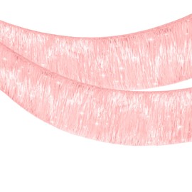 MORAINJAY Pink Fringe Garland, 2M/20CM Sparkly Tinsel Fringing,Wall Hanging Metallic Foil Fringe Garland Banner,Shiny Streamers Party Backdrop for Wedding Birthday Car Parade Floats