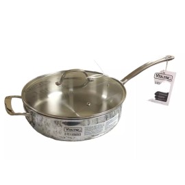 Viking 3-Ply 18/8 Stainless Steel Saute Pan Glass Lid- 5.25 Qt/4.9 L-  NWT!