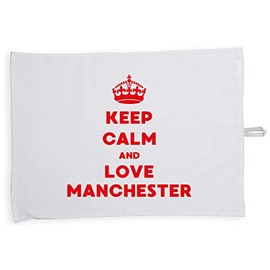 Hippowarehouse Keep Calm and Love Manchester Tea Towel Eco Printed Dish Cloth Kitchen accessory 50cmx70cm 100% Cotton
