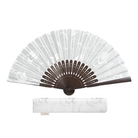 HOSEKKEN Luxury Folding Fan Brand Combines Traditional Craftsmanship and Modern Sensibility for Women, Women's, Tulip White/Light Blue Kimono Accessories, White, Blue, Flowers, Elegant, Bamboo,