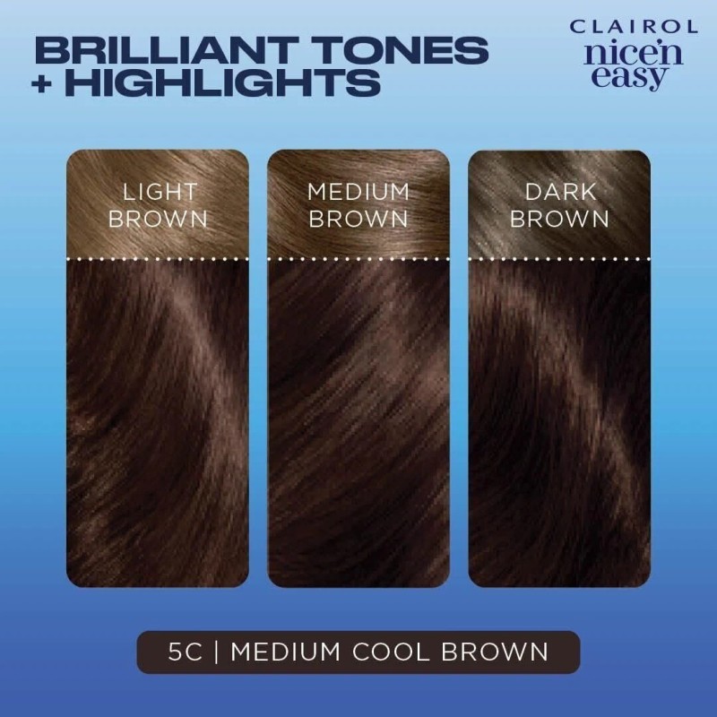 Clairol Nice'n Easy Permanent Hair Dye, 5C Medium Cool Brown