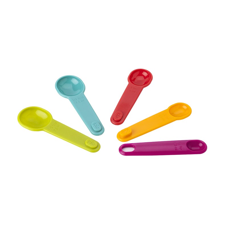 Joie Measuring Spoons, Assorted Colors, Imperial and Metric Measurements, 5-Piece