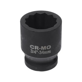 HEROFFIX 1 Pcs Impact Socket Durable Hardware Tool 60mm Black High Carbon Steel 12 Point 34mm for Car Motorcycle Dirtbike Repair 3/4 Inch Drive