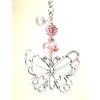 Beautiful Silver Butterfly with Pale Soft Pink Rhinestone and Faceted