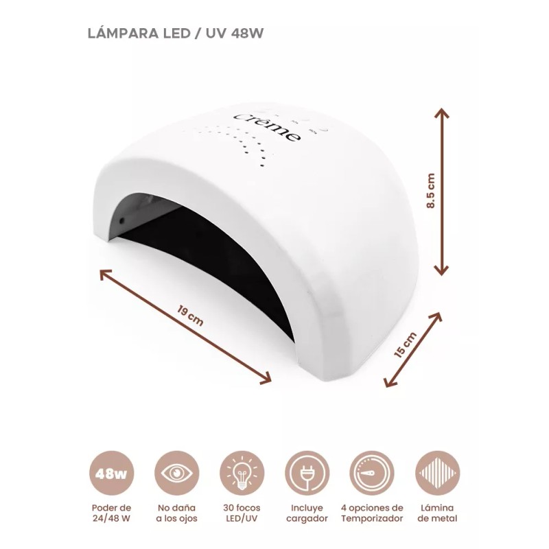 Creme Nails Kit Basico Creme 3 Esmaltes Gel 5ml Lampara