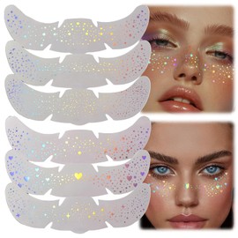 Pack of 6 Glitter Freckles Tattoo, Waterproof Glitter Patches for Women, Cute Star Glitter Tattoo Makeup Accessories for Festival & Party