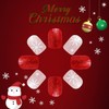 Christmas Red Glitter Press on Nails Square Short Fake Nails