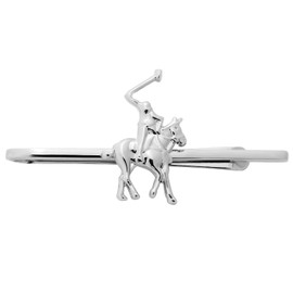 HAWSON Tie Clips for Men Unique with Horse Rider Pattern, Skinny Silver Tie Bar Interest Tie Pins for Men 2 Inch, Equestrian & Ranch-Themed Gifts for Rodeo, Business & Casual Attire​