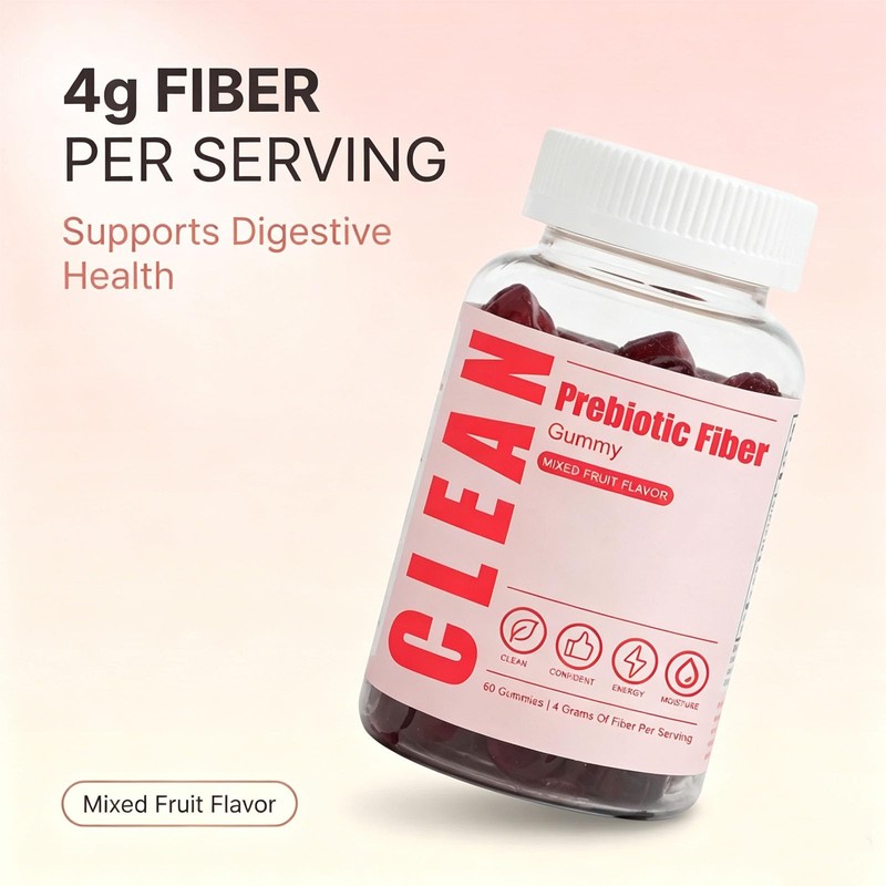 Clean Fiber Gummies for Men, Digestive Gut Health 60 Gummies