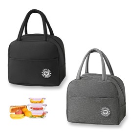 Pack of 2 Cool Bag Small, Mini Cool Bag, Small Cool Bags for On the Go, Cool Bags Small Foldable, Thermal Bag with Foil Lining, Lunch Bag Children, Insulated Bag for School, Office, Picnic (Black +