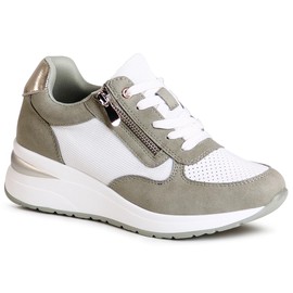 topschuhe24 2973 Women's Platform Trainers Wedge Heel Low Shoes, Miami Green