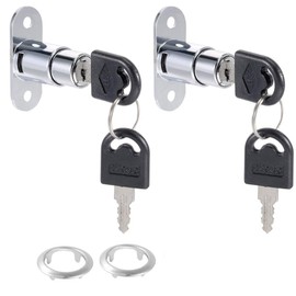 LDEXIN 2 Pcs Push Plunger Lock Drawer Showcase Door Lock, 3/4 Inch Cylinder Diameter, 7/8 Inch Cylinder Length