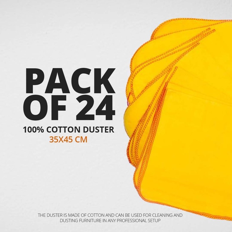Milosc Pack of 24 100% Cotton Cleaning Cloth Jumbo Yellow