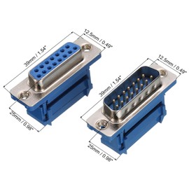 sourcing map 5Pairs D-SUB DB15 15 Pin IDC Crimp Connector Female Male 2.54mm Pitch for Flat Ribbon Cable