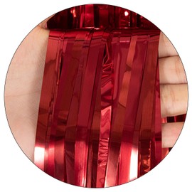 Haobase 2 Pack 3.28 Ft x 6.56 Ft Tinsel Foil Fringe Curtains, Metallic Foil Curtains Party Photo Backdrop for Wedding Birthday Party Baby Shower Graduation Decorations (Red)
