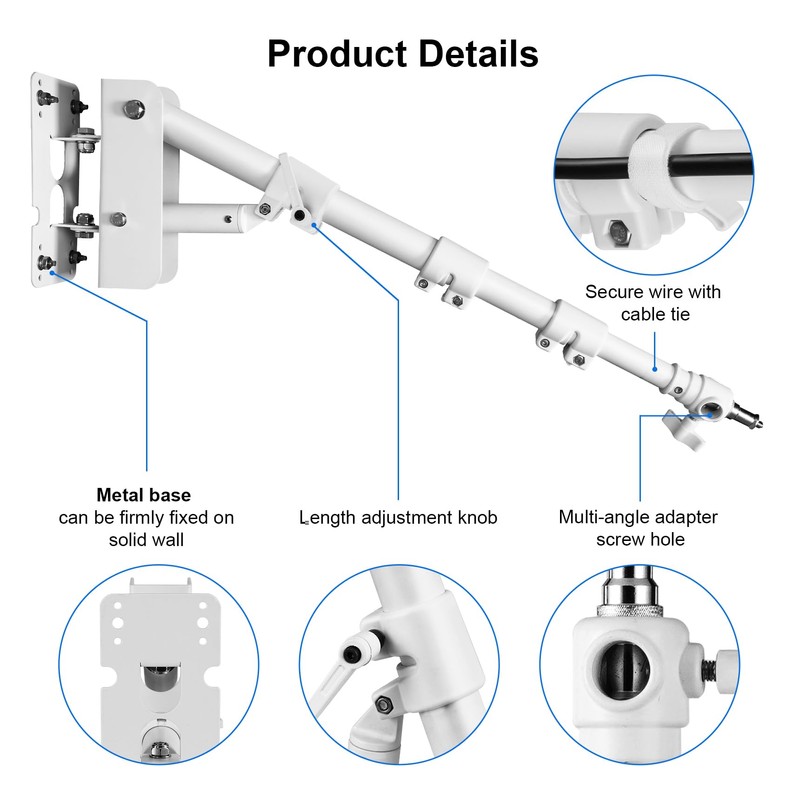 Selens Wall Mount Ring Light 39.37''/100cm with 180° Swivel Boom