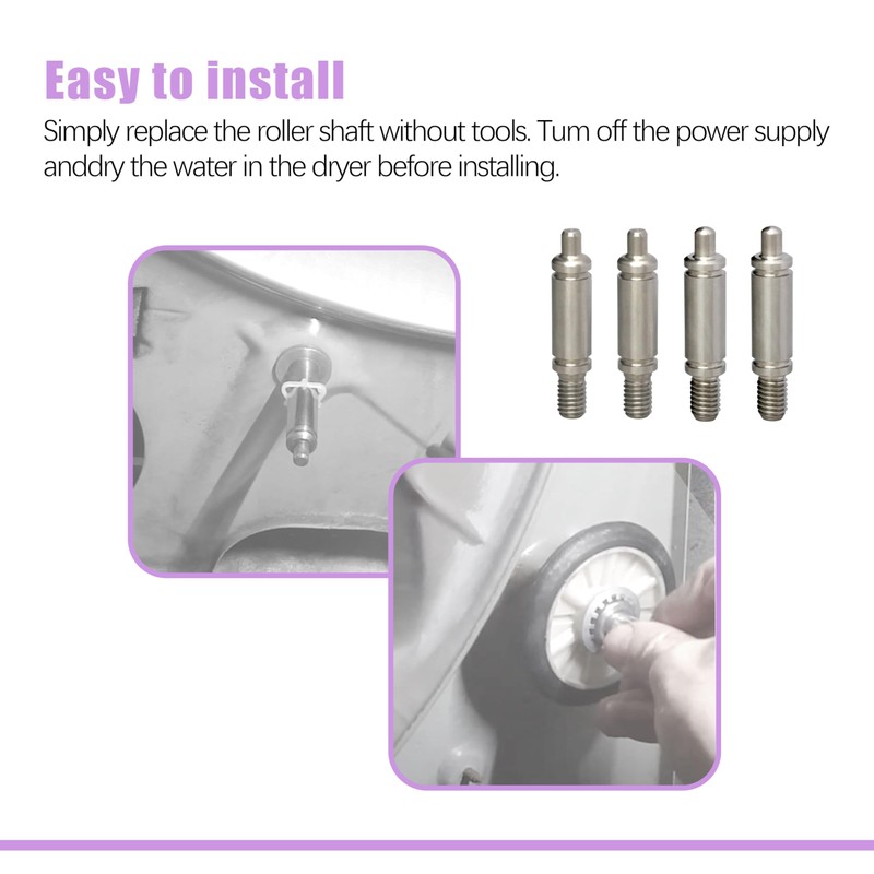 Dryer Drum Front & Back Support Roller Shaft Kit -