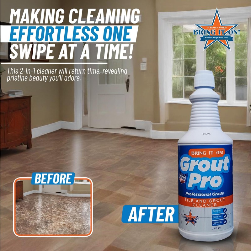 Bring It On Grout Cleaner with Grout Cleaning Brush –