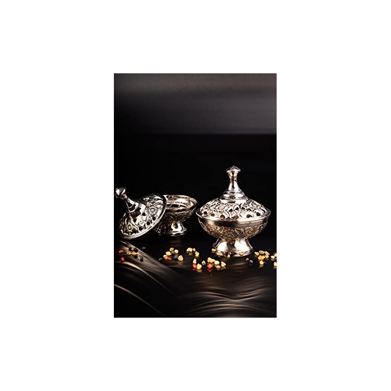 NKlaus Incense Burner silver Handmade Incense Burner with grid for