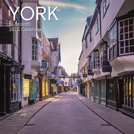 2025 Square Wall Calendar, York, 16-Month Scenic Britain Theme with 180 Reminder Stickers (30 x 30 CM)