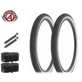 ALTA Bicycle Tire 26" x 2.125" Black/White (2) Tires, Tubes & Pry Lever Diamond