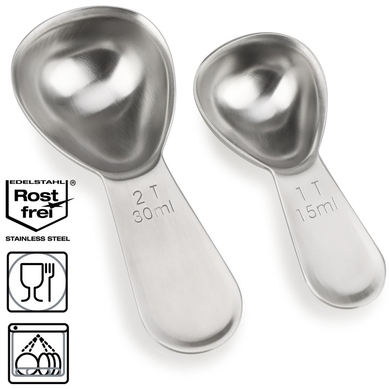 COM-FOUR® 2 x Coffee Scoops Made of Stainless Steel -