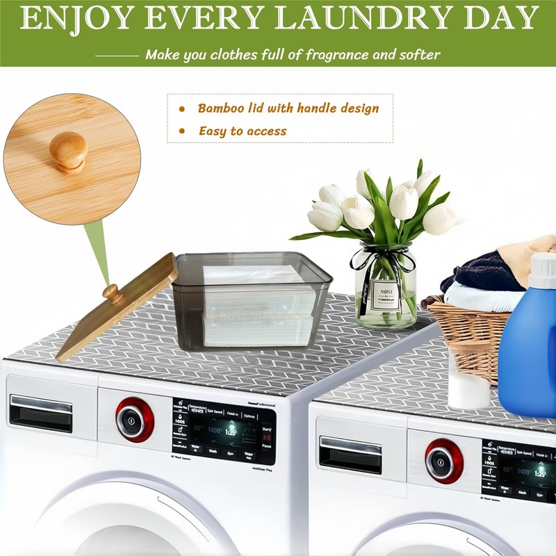 Dryer Sheet Holder with Bamboo Lid,Acrylic Laundry Clear Dryer Sheets