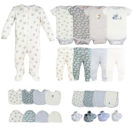 Little Peaches Layette Gift Set for Baby Boys - 25 Piece Baby Boy Clothes & Accessories Set, Newborn Essentials Must Haves - Fits Newborn to 3 Months - Kola Love