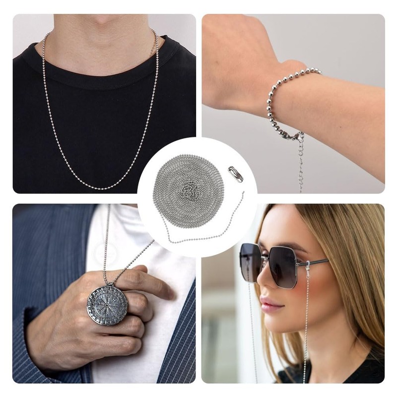 6 Metre Ball Chain Stainless Steel, 3 mm Stainless Steel