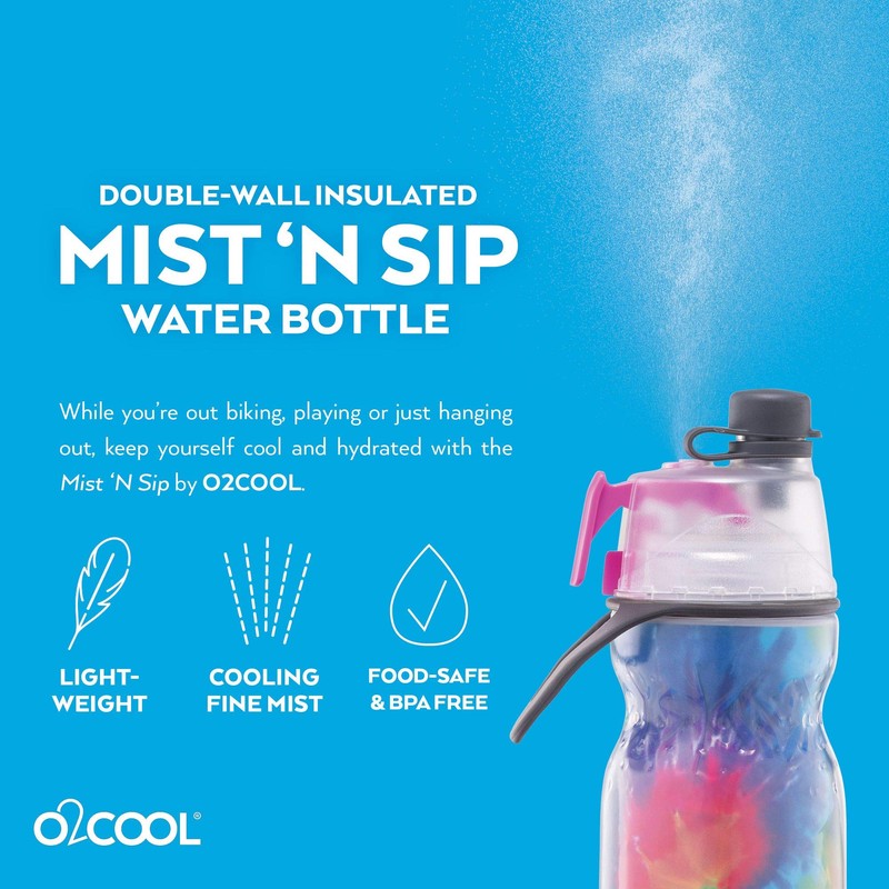 O2COOL Mist 'N Sip Misting Water Bottle 2-in-1 Mist And