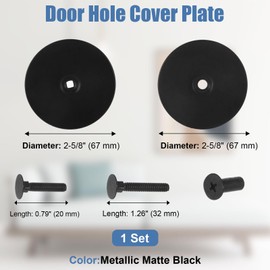 2 Pack Door Hole Cover Plate, Deadbolt Cover Plate, Door Knob Dead Bolt Hole Covers Plates for Home Security, 2-5/8" Diameter,1 Inch and 2 Inch Connecting Screws (2, Black)