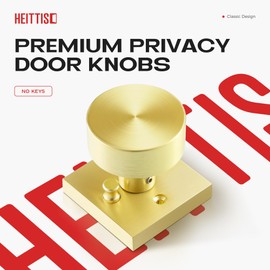 Heittis 3 Pack Gold Door Knobs Interior, Heavy Duty Gold Privacy Doorknobs, Brushed Gold Door Knobs Interior for Bathroom