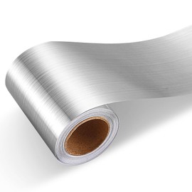 HelloWall 3in X 50ft Stainless Steel Mirror Frame Border Peel and Stick Brushed Metal Molding Trim Silver Metallic Mirror Borders for Bathroom Tile Sticker Waterproof Self Adhesive Wall Trim Decor