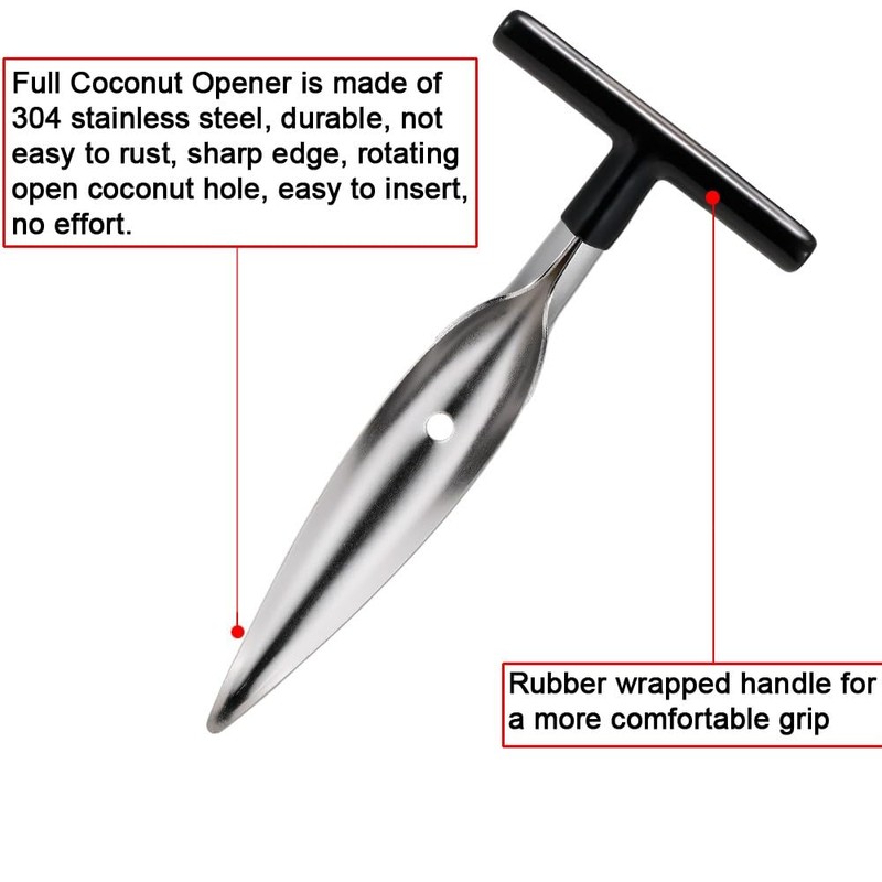 2 Pack Coconut Opener Tool Set with 4 Reusable Straws