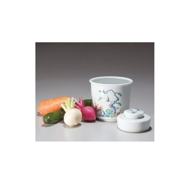 Arita Ware T95293350 Pickle Bowl with Weights Shochiku Plum