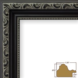 Craig Frames Ancien Ornate, 8 x 10 Inch Antique Black Picture Frame Matted to Display a 5 x 7 Inch Photo