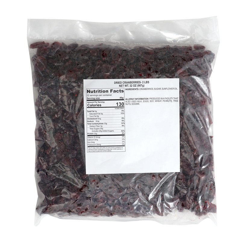 Dried Cranberries, 2 Pound Bag Cranberries, Craisins, Dried Fruit, The