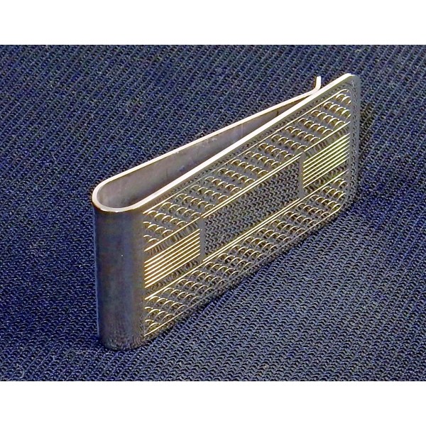 Unbranded Money Clip ~ Silver-Tone w/Scallops & Lines, Rectangle Engraving