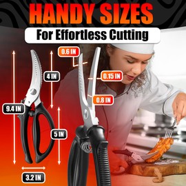 Kitchen Scissors All Purpose Heavy Duty – Stainless Steel Poultry Shears for Food, Meat, Vegetables, Seafood – Kitchen Shears for Food Heavy Duty, High Wear Resistance & Thick Spring for Easy Cutting