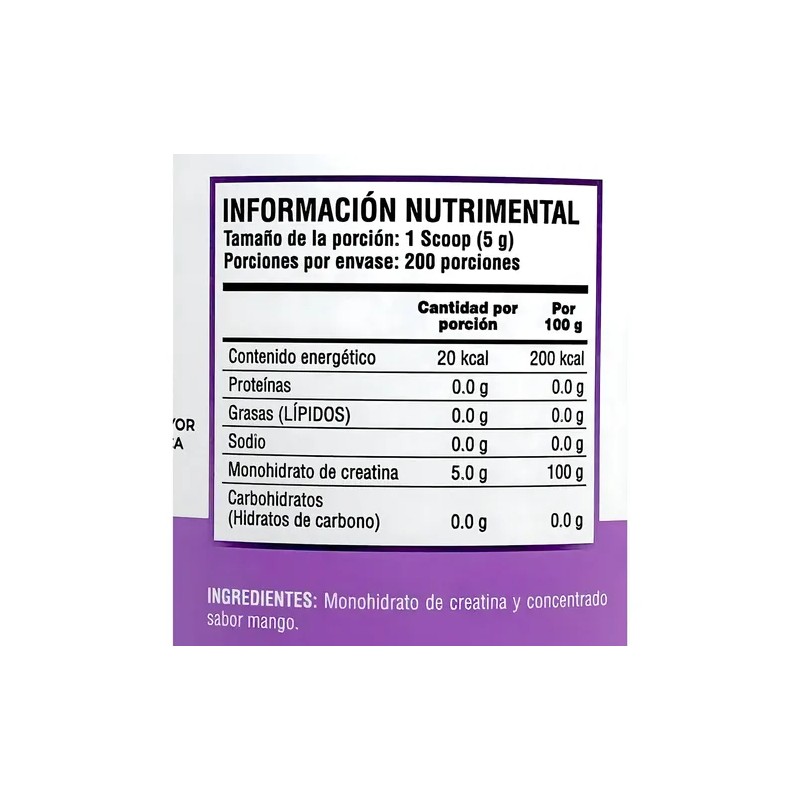 Creatina Monohidratada The One 1 Kg Sabor Mango 200 Porciones
