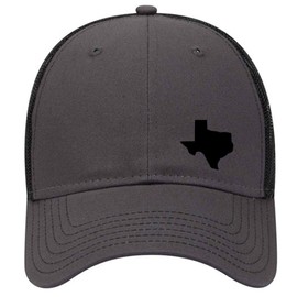 iZZYZX Black Texas State Map 6 Panel Low Profile Mesh Back Trucker Hat - Charcoal Black