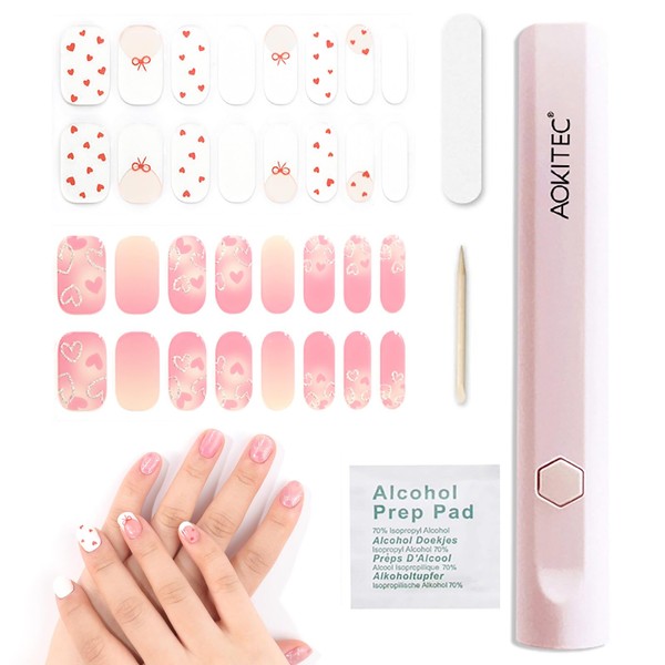 Aokitec Semi Cured Gel Nail Strips with UV Light -