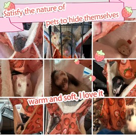 LEFTSTARER Rat Ferret Hammock Toy and Cage Accessories for Guinea Pig Hamster Rat Sugar Glider Ferret Parrot to Hide Sleep Play (Strawberry)